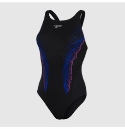 Speedo Women's Panel Recordbreaker Swimsuit Black/Blue