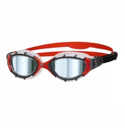 Zoggs Predator Flex Titanium Goggles Gunmetal/Clear & Red 
