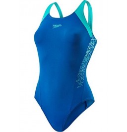 Speedo Boom Splice Muscleback Swimsuit - Blue/Green
