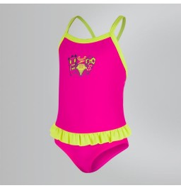 Speedo Frill Swimsuit - Pink/Navy