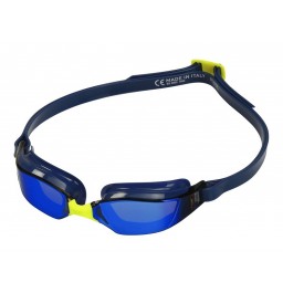  Aqua Sphere Xceed Blue Titanium Mirrored Swim Goggle - Navy/Yellow