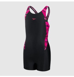 Speedo Girls' Hyperboom Splice Legsuit Black/Pink