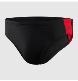 Speedo Men's Boom Logo Splice 7cm Brief Black/Red