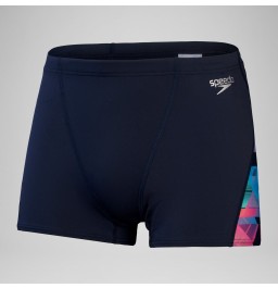 Speedo Men's Club Training Allover Digi V-Cut Aquashort - Navy/Red