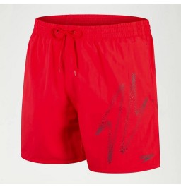Speedo Mens Hyper Boom Logo 16" Swim Shorts Red Grey