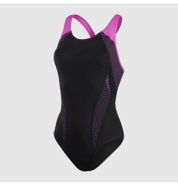 Speedo Women's Placement Laneback Swimsuit Black/Pink