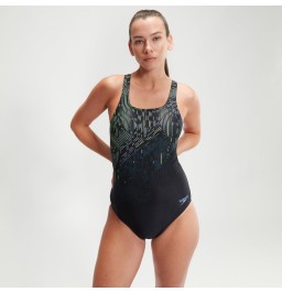 Speedo Womens Digital Printed Medalist Swimsuit - Black