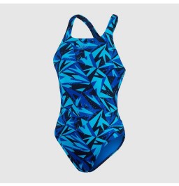  Speedo Womens Hyperboom Allover Medalist Swimsuit - Blue