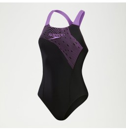 Speedo Womens Medley Logo Swimsuit - Black/Purple