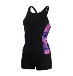 Speedo Womens Panel Tankini Black/Pink