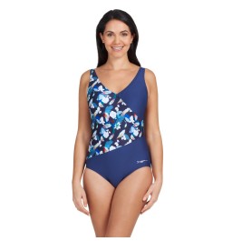 Zoggs Womens Luxor Front Cross Over V Back One Piece