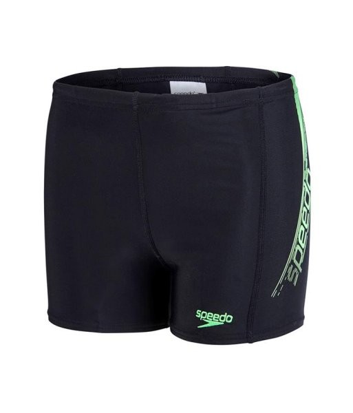 Speedo Boys' Logo Panel Aquashort Black/Green