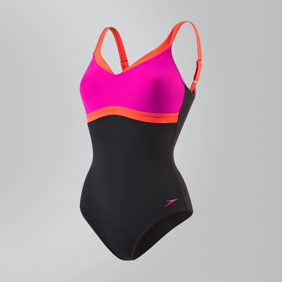Speedo Sculpture AquaJewel Swimsuit - Black/Pink