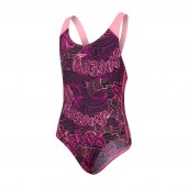 Speedo Allover Splashback Swimsuit - Black/Pink