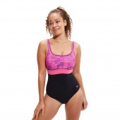 Speedo Women's Shaping Contour Eclipse Swimsuit Black/Pink