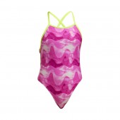 Funkita Girls Pink Caps Tie Me Tight One Piece