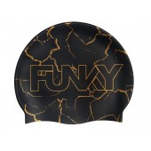 Funky Cracked Gold Silicone Swim Cap
