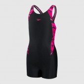 Speedo Girls' Hyperboom Splice Legsuit Black/Pink