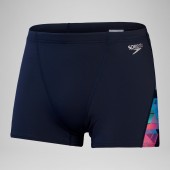 Speedo Men's Club Training Allover Digi V-Cut Aquashort - Navy/Red