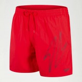 Speedo Mens Hyper Boom Logo 16" Swim Shorts Red Grey