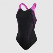 Speedo Women's Placement Laneback Swimsuit Black/Pink