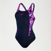 Speedo Women's Hyper Boom Splice Muscleback Swimsuit Navy/Purple