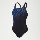 Speedo Womens HyperBoom Muscleback Swimsuit - Black/Blue