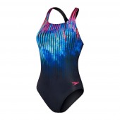 Speedo Women's Printed Medalist Swimsuit Navy/Blue