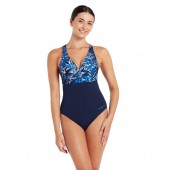 Zoggs Womens Sapphire Ruch Crossback Swimsuit