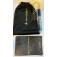 Black goggle pouch, with yellow drawstring and logo